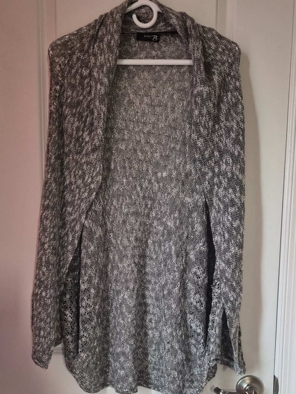 Max Studio Gray Marled Open-Front Cardigan